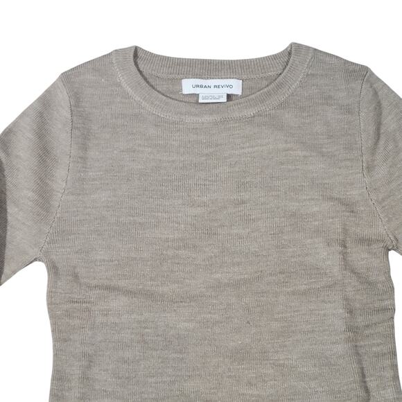 Urban Revivo Crew Neck Fine Knit Beige Long Sleeve Top 4 NIB - Picture 7 of 12